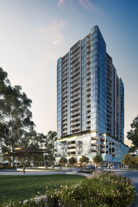 An artist's impression of Bensons Property Group's Liberty One tower in Footscray.