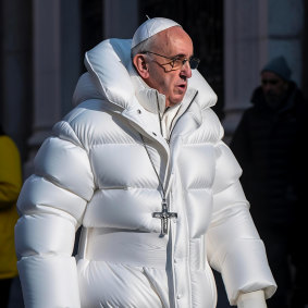 This photo of Pope Francis may 
be fake but it gave the puffer a push. 