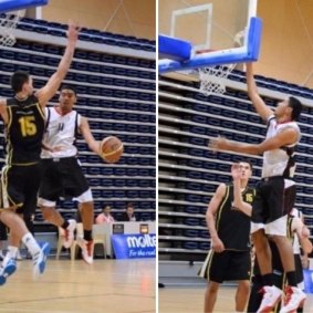 Taleni Seu playing basketball in Auckland.