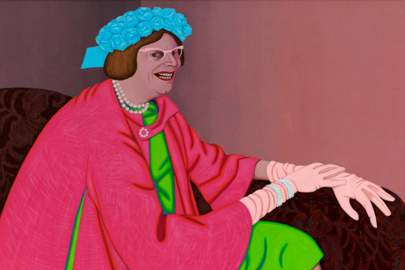 One of the truly great Archibald portraits: John Brack’s Barry Humphries in the Character of Mrs Everage, 1969.