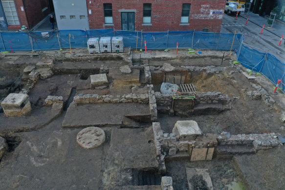 Aerial view of the excavation site.