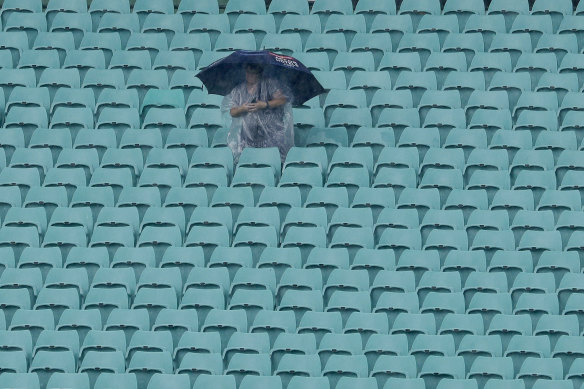 Sign of the times: rain is heading for Sydney as COVID-19 fears are set to keep stadiums empty around the country.