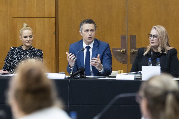 Education Minister Jason Clare addresses a teacher workforce roundtable at Parliament House.