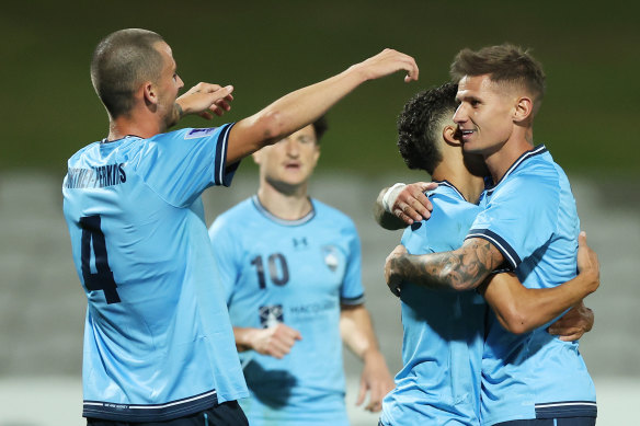 Anas Ouahim celebrates one of his goals.