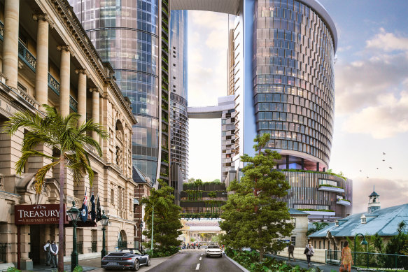An artist’s impression of Queen’s Wharf Brisbane, which will include a casino operated by Star Entertainment.