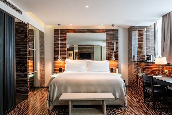 The hotel’s two-bedroom suite has harbour views, two bathrooms and a Zen garden.