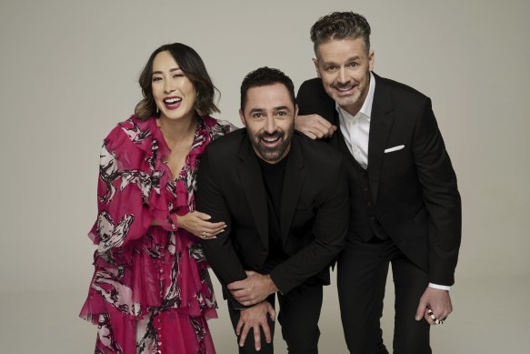 Jock Zonfrillo (right) with fellow MasterChef judges Melissa Leong and Andy Allen.