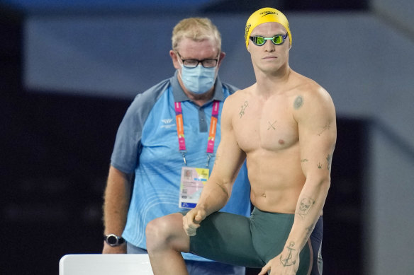 Cody Simpson before his men’s 100m butterfly heat on day four of the Commonwealth Games