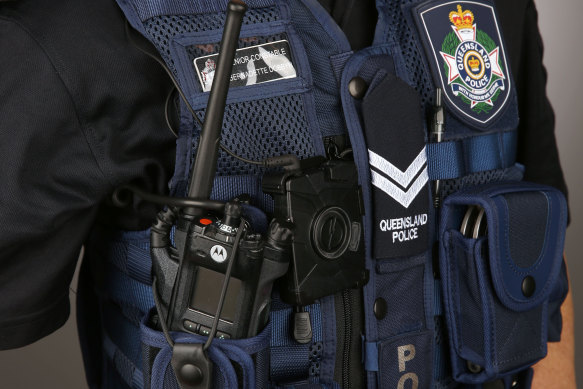 QPS says the size and positioning of body-worn cameras such as the one above are not suitable for the type of incidents faced by SERT officers.
