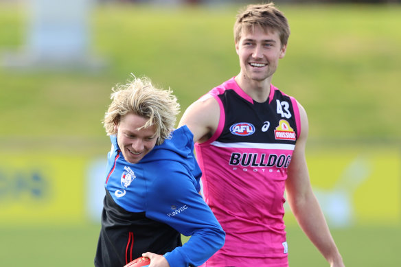 Ryan Gardner (right) with fellow Bulldog Cody Weightman.