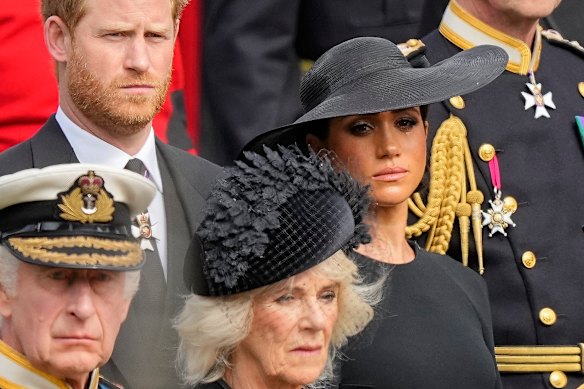 Harry and Meghan were married to the late Queen Elizabeth II. At Elizabeth's funeral.