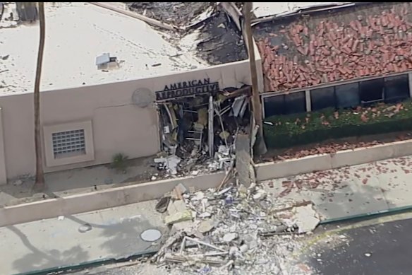 Debris covers the ground after the Palm Springs explosion.