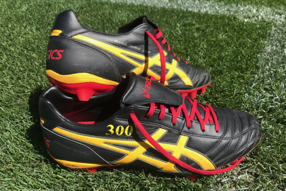 Johnathan Thurston's boots for auction.