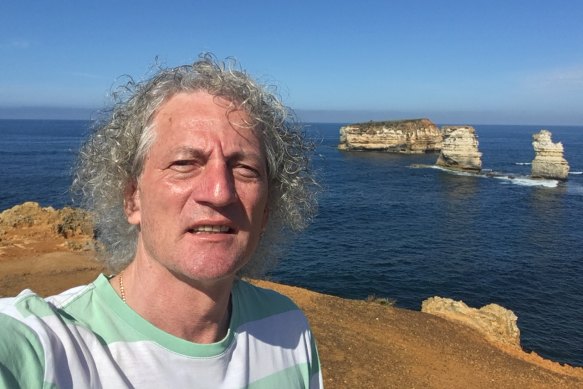 Bela Stantic at the Twelve Apostles on Victoria's Great Ocean Road, before the heatwave forced him to cut the trip short. 
