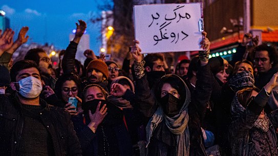 A vigil in Tehran on Saturday for the victims of the Ukraine International Airlines flight that was unintentionally shot down by Iran.