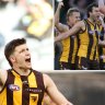 Mitchell Lewis (main) arrived at Hawthorn just weeks after the departure of club greats Sam Mitchell and Jordan Lewis.