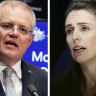 Australian PM Scott Morrison and New Zealand PM Jacinda Ardern. Australia may be left in the wake of NZ's recovery out of the pandemic recession.