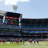 It was a 30-degree day and the sun was shining, so why were the MCG lights on?