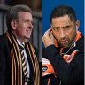 Wests Tigers chairman Barry O’Farrell, coach Benji Marshall and CEO Shane Richardson.