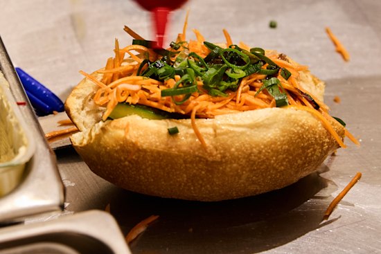 Banh mi made with fresh veg from the garden.