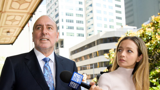 Former Hillsong pastor Brian Houston arrives at Downing Centre Local Court in Sydney on Monday. 
