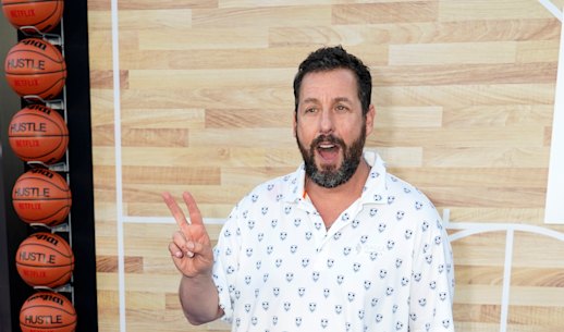 Adam Sandler poses at the premiere of his new Netflix film ‘Hustle’. 