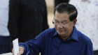 Hun Sen, who has promised to hand over power to his son, votes in Phnom Penh on Sunday.