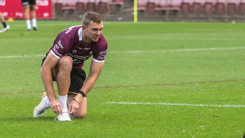 Tom Trbojevic trains at right centre in a new-look edge for Manly