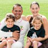 Usman Khawaja with his wife, Rachel, and their daughters Aisha and Ayla. 