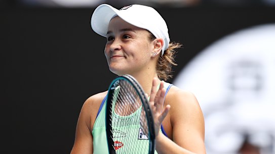 Ash Barty smiles after her third-round win.