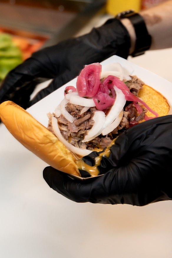 Sandwiches are made with Martin’s potato buns.