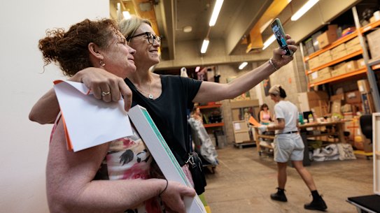  Helen Pitt with her portrait by Jane Guthleben the Art Gallery of NSW on March 31.
