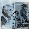 Composite image of Whitlam and 4ZZZ test broadcast, both 1975. (Square format)