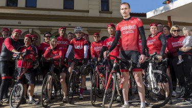 David Maywald with members of the Dulwich Hill cycle club.
