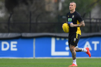 Dustin Martin hits the track at Punt Road.