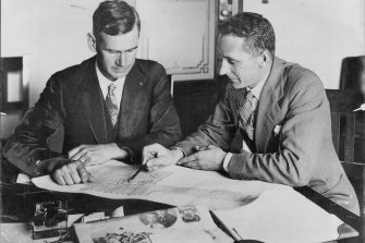Difficult times: the designers of the Australian War Memorial John Crust and Emil Sodersten in 1928. 