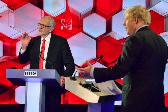 Labour's Jeremy Corbyn makes a point during the BBC leaders' debate.