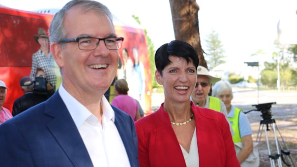NSW Opposition leader Michael Daley and Port Stephens MP Kate Washington.