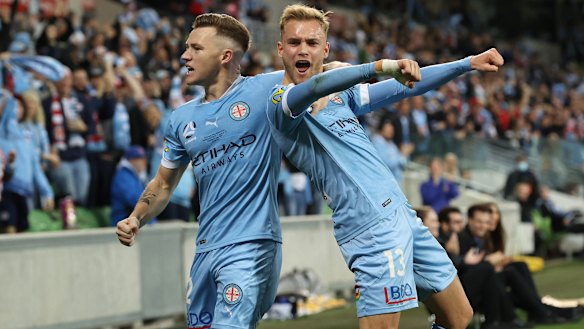 City teammates Nathaniel Atkinson and Scott Galloway were hugely influential in their club’s maiden championship win.