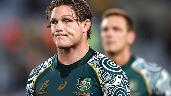 Dejected: Wallabies captain Michael Hooper