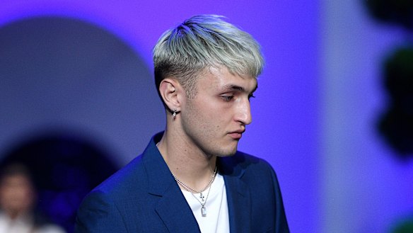Here's not  looking at you ... Anwar Hadid in the David Jones show on Wednesday.