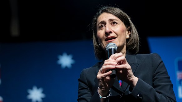 Gladys Berejiklian at a Liberal Party rally at Sydney Olympic Park on April 28.