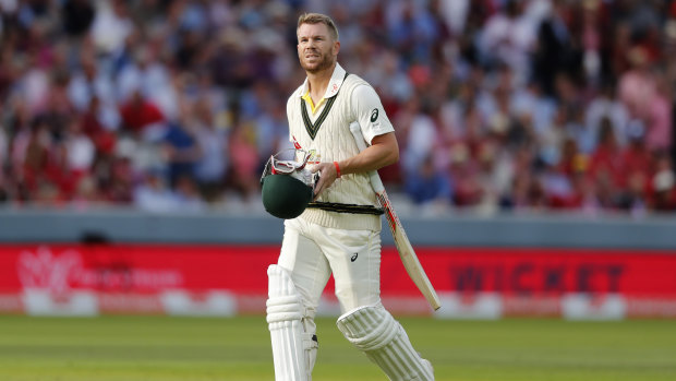 Gone: David Warner departs for three after being bowled by Stuart Broad in the second Test.