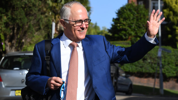 Former prime minister Malcolm Turnbull speaking to reporters in Sydney on Monday morning.