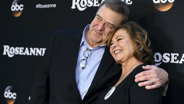 Goodman and Barr at the premiere of Roseanne in March.