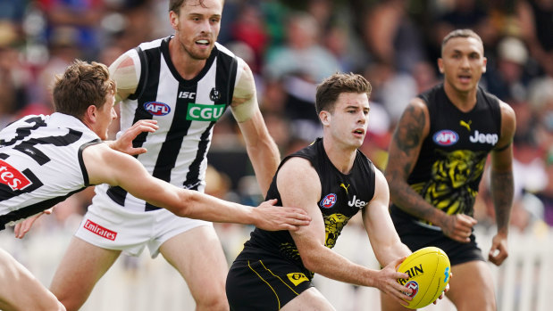 Bouncing back: Jack Higgins made a welcome return for Richmond in his first game since undergoing brain surgery.
