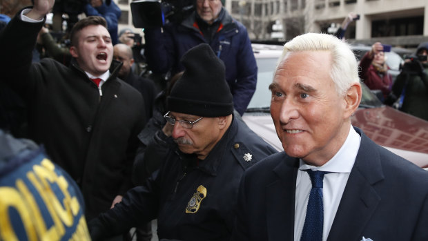 Trump's former campaign adviser Roger Stone arrives in court on Tuesday.