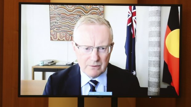 RBA governor Philip Lowe addresses the House eco<em></em>nomics committee in February. At the time, he believed inflation was not out of control.