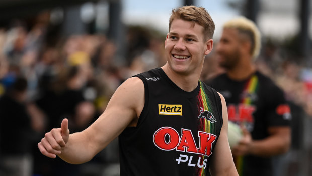 Matt Burton at Panthers training before Sunday’s grand final.