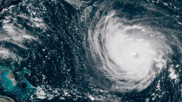 Hurricane Florence in the Atlantic Ocean as it threatens the US East Coast.